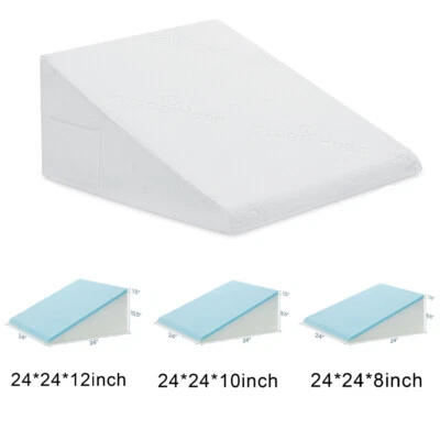 LAZYLUSH 24*24*8/10/12" Memory Foam Bed Wedge Pillow w/ Washable Cover & Triangle Pillow