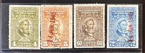 1940's EARLY LOT OF 4 DIFFERENT RECTIFIED SPIRITS PUERTO RICO STAMPS - Picture 1 of 3