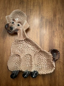 California USA Pottery Brown Poodle Platter/Wall Hanging, MCM, MINT - Picture 1 of 7