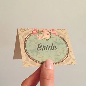 Wedding Table Guest Place Name Cards - Shabby Pink Vintage style - set of 10 π - Foto 1 di 3
