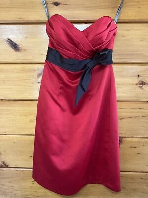 Formal Sheath Dress Red Size 4 Cocktail Short Pencil Bow Satin Alfred Angelo - Image 1 of 4
