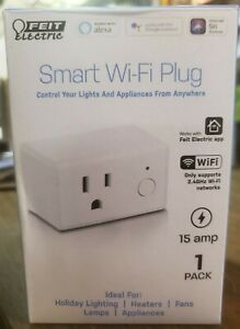 FEIT Electric Wifi Smart Plug Works with Alexa or Google Home, Indoor, White