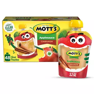 Mott'S Cinnamon Applesauce, 3.2 Oz Clear Pouches, 48 Count (4 Packs of 12), No A - Picture 1 of 12