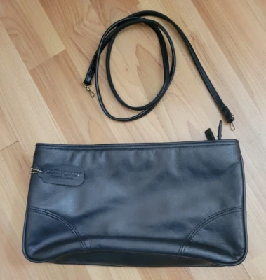 Bolsa de couro Cabin Creek ombro/embreagem 3 compartimentos com zíper alça destacável - Imagem 1 de 4