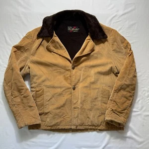 Vintage 1970s Sears Men's Store Corduroy & Fur Collar Jacket Size 44 Made in USA - Picture 1 of 16
