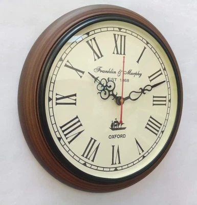 Orologio da parete in legno, orologio da parete analogico vintage, design in ... - Immagine 1 di 2