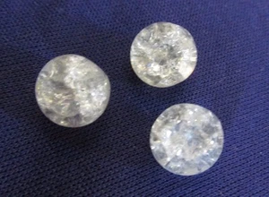 Set of 3 Vintage Crackled Clear Glass Buttons - Picture 1 of 7