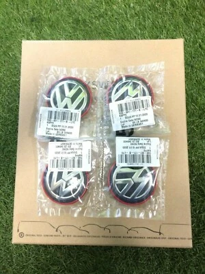 4X New Genuine Volkswagen Golf Mk7 GTI R GTD Center Wheel Caps Set 5G0601171BLYC - Image 1 of 2