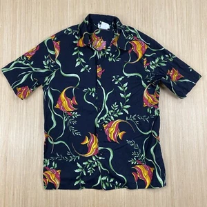 Vintage Hilo Hattie Hawaiian Shirt Mens XL 90s 80s Y2K Aloha Tropical Fish Retro - Picture 1 of 9