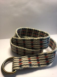 GUANABANA HANDMADE Womens Woven D-Ring Belt w Fringe Unisex Boho Festival Beige - Picture 1 of 11