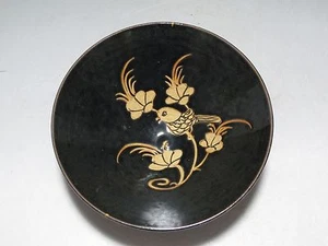 China Jizhou Kiln old bowl Black Brown glaze Carved flowers birds Porcelain bowl - Picture 1 of 10