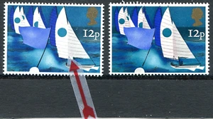 GB 1975 SAILING. 12p PINK OMITTED WITH VERY WEAK BLACK HORIZONTAL SAIL LINES. UM - Picture 1 of 2