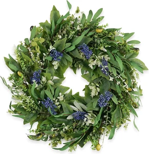 Wreaths for Front Door 22", Door Spring Wreath with Eucalyptus Olive Boxwood Lea - Picture 1 of 7