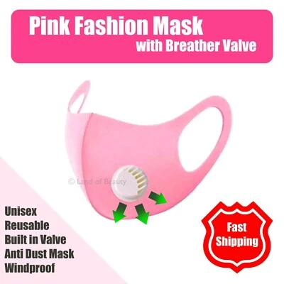 РОЗОВЫЙ РЕСПИРАТОР ФИЛЬТР МОДЫ ЛИЦО РОЗОВЫЙ МАСКА МОЮЩИЙСЯ И МНОГОРАЗОВЫЙ (ВЫБЕРИТЕ СВОЙ) - Изображение 1 из 4