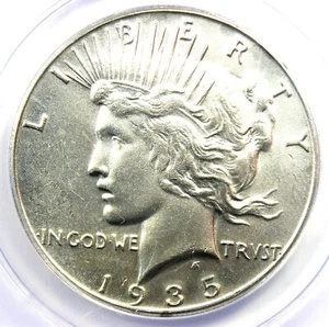 1935-S Peace Silver Dollar $1 Coin - Certified ANACS MS60 Details (UNC MS) - Picture 1 of 4