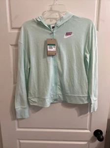 Nike Light Full Zip Jacket Youth Girls Size XL Light Green With Hood - Picture 1 of 2