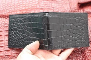 Black Genuine CROC Leather SKIN Men's Money Clip WALLET #T1 - Picture 1 of 5