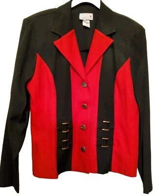 Chaqueta Blazer Traje Scarlett Rojo/Negro 4 Botones Manga Larga Talla 9-10 Foto 1 de 4