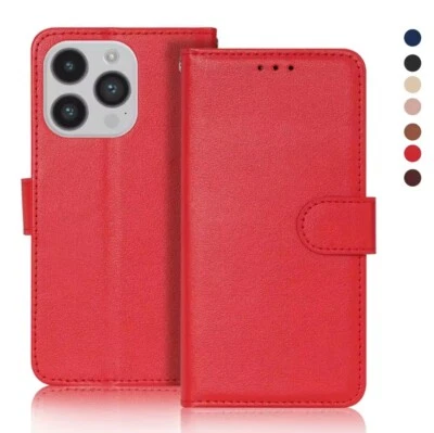 Leather Flip Magnetic Wallet Case For iPhone 16e 15 14 16 Pro Max 13 11 8 17 Pro - Image 1 of 4