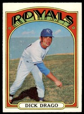 1972 Topps Dick Drago  EX-MINT Kansas City Royals #205
