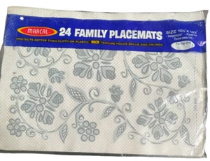 Vtg Marcal Placemats 1965 Grey Floral Unopened Sealed Package of 24 Mid Century - Picture 1 of 3