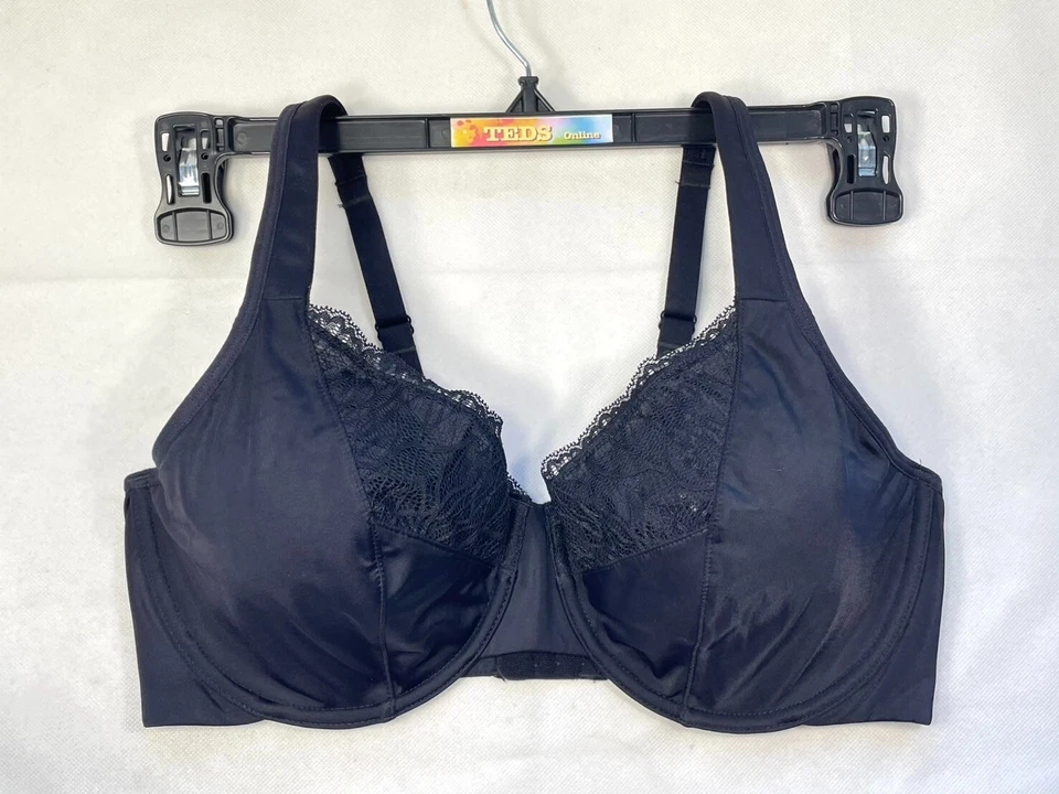 Nuevo sin etiquetas Sujetador minimizador con aros de encaje favorecedor 38D Vanity Fair para mujer 76014 negro Foto 1 de 4