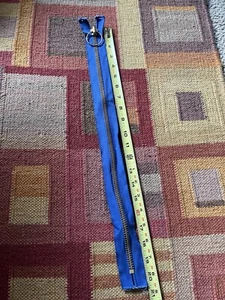 Vintage Talon Brass Zipper 19.5" Royal Blue Cloth EUC• Ring Pull - Picture 1 of 9