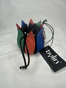Tulip Bylin Leather Purse Bag Sweden Red Green Navy Orange Flower - Picture 1 of 6