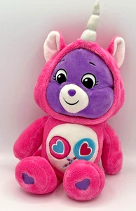 Care Bears 2021 Basic Fun Share Bear Plush 14" Unicorn Pink Hoodie Stuffed - Picture 1 of 8