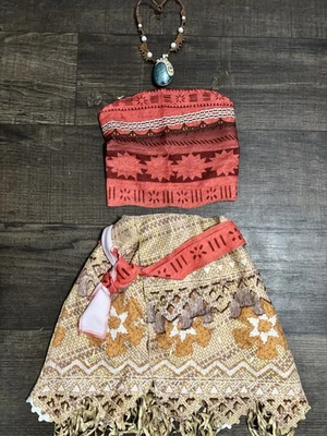 Disney MOANA большой 3 изделия девочек костюм размер 4-6 x юбка верхнее ожерелье - Изображение 1 из 4