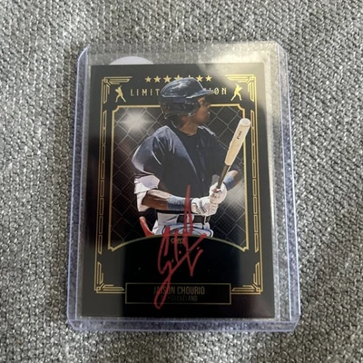 Tarjeta Onyx Jaison Chourio 2024 firmas automáticas de resorte tinta roja Cleveland SP Foto 1 de 2