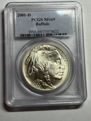 2001 D American Buffalo Silver Dollar PCGS MS69 - Image 1 of 4