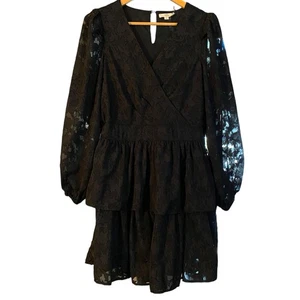 Entro Neu mit Etikett Damen Größe Small Boho Spitze Lagenlook Kleid schwarz transparente Spitzenärmel - Bild 1 von 6