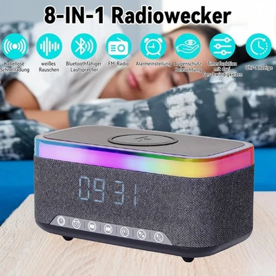 Radiowecker mit Ladefunktion Bluetooth QI Funktion USB Dual Alarm Tischlampe - Bild 1 von 4