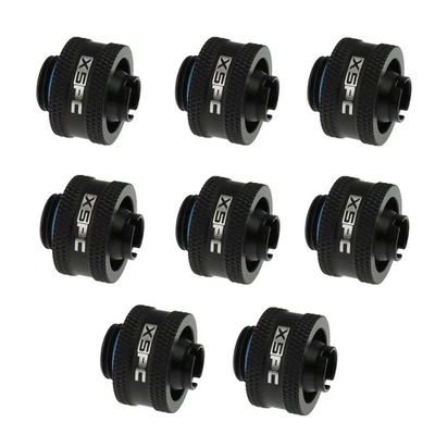 8pcs XSPC 7/16" x 5/8" Compression Fitting V2, Matte Black Finish, G1/4" Threads - Image 1 of 4