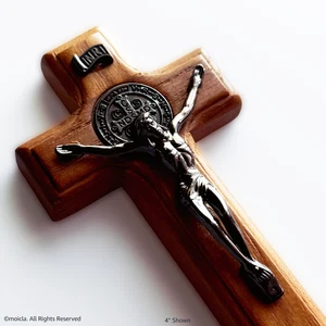 Saint Benedict Wooden Cross – 4″ Catholic Home Decor - Picture 1 of 4
