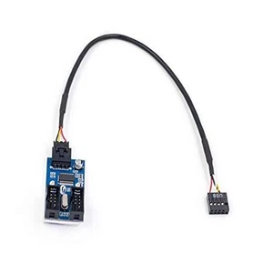 9pin USB Header Extension Cable Card Motherboard 9-Pin USB Male 1 to 2 Female - Afbeelding 1 van 6