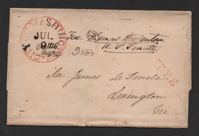 US 1836 OFFICIAL FREE FRANK WASHINGTON D.C. SENATOR THOMAS HART BENTON AUTOGRAPH - Image 1 of 3