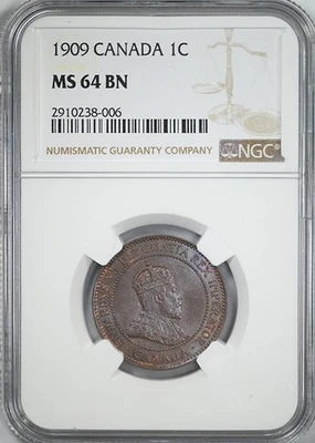 1909 Canada 1C Cent NGC MS64BN - Image 1 of 4