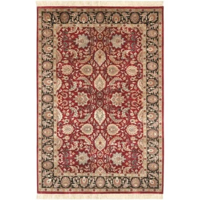 Surya TJ6575-23 Taj Mahal Hand Knotted NZ Wool Area Rug 2' x 3' Red-Black - New - Image 1 of 4
