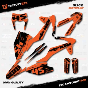 Black Orange Slick Racing Graphic Kit fit KTM 17-19 EXC EXCF XCW 200 250 300 450 - Picture 1 of 5