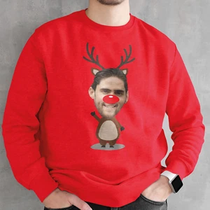 Personalised Photo Reindeer Face Jumper - Novelty Funny Joke Merry Christmas - Picture 1 of 13