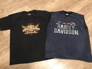 Lot of 2 Harley Davidson Youth Shirts (Small & Med) Black Americana Motorsports - Picture 1 of 17