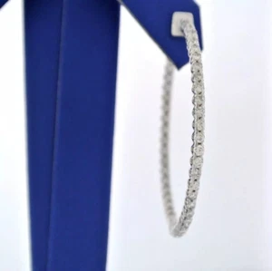 Pendientes de aro de oro blanco de 14 k de 3,00 quilates con diamantes de adentro hacia afuera, 9,7 gm, S103935 - Imagen 1 de 8