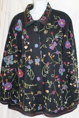 Quacker Factory 2X Beaded Floral and Butterfly Jacket - Image 1 of 4