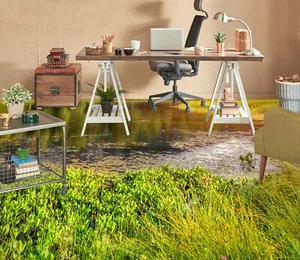 3D Green Grass River SKE1846 Floor Wall Paper Wall Print Decal Wall Deco Bea - Picture 1 of 5