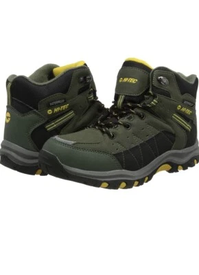 Boys Hi-Tec Shield WP JR Hiking Boots UK 13 EU 32 Waterproof Khaki/Black RRP £30 - Image 1 of 4
