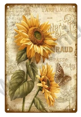 Letrero de metal vintage floral campo francés girasoles 8 x 12 Foto 1 de 2