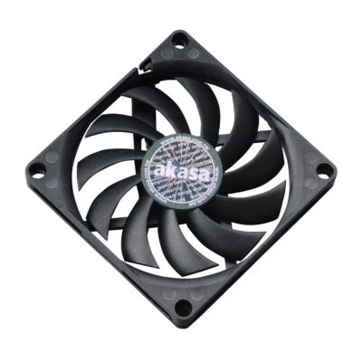 Akasa Slim Slimfan 80mm 8cm 4-Pin PWM Black PC Case Fan 80x80x10.8mm 26CFM - Image 1 of 4