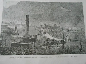 Gravure 1892 - L'incendie de Grindelwald L'aspect du village après catastrophe - Picture 1 of 1